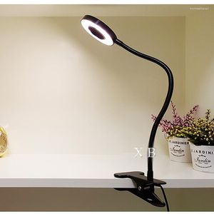 Lampade da tavolo Lampada da scrivania a LED 5W con morsetto Lampada da lettura dimmerabile Eye-Care USB Comodino Baby Night Clip