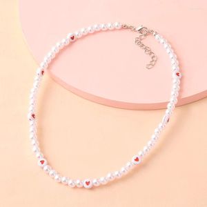 Choker Trendy Love Pearl Necklace Female Personality Travel Party Bead Clavicle For Women Accessories Collar Smycken