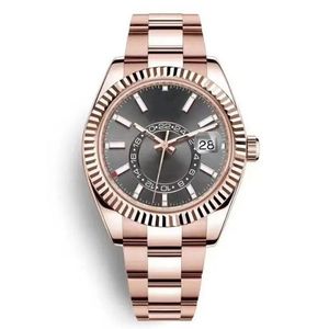 Máquinas de luxo automáticas Relógios mecânicos 42mm totalmente em aço inoxidável Swim relógios de pulso safira luminoso SKY calendário relógio Sub-dial work montre de luxe