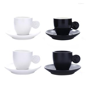 Tazze Piattini 90cc Nero Tazza di Caffè E Piattino Set Per Tea Party Ceramica Professionale Drinkware Italiano ESPRESSO S Mug Drop