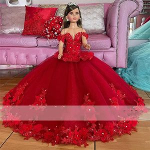 Garotas de flores fofas para casamento de apliques de cristal vestidos de bola de cristal photoshoot da primeira comunhão