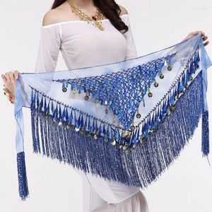 Gymklädermyntbälte Belly Dancing midjekedjor för danshöft Harf Tassel Triangle Sequin kjolar