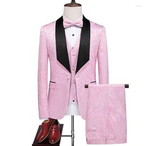 Herrenanzüge (Anzug, Weste, Hose), modisches europäisches und amerikanisches britisches Kleid, einfarbig, Boutique-High-End-Set mit drei Teilen