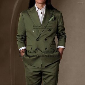 Men's Suits Casual Men Suit Slim Fit Double Breasted Wedding Groom Tuxedos 2 Pieces Male Prom Blazer Sets Trajes Elegante Para Hombres