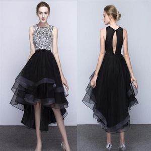 New Classic Black Formal Evening Dresses Noble Fashion Spring And Autumn Before And After Long Short Hand-Made Bead Club Party Dre195F