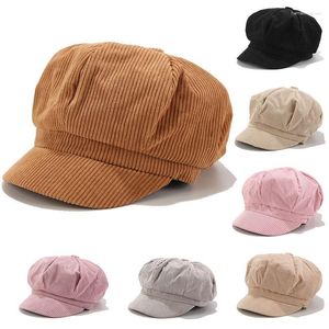 Berets Women Ladies Winter Cersturoy Baker Boy Sboy Cap Gatsby Cabby Hat Hat Винтажные шляпы бомбардировщика твердые