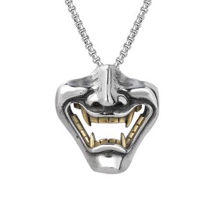 Hip Hop Men Rapper Shiny Diamond Pendant Gold Necklace Fanged Zombie Punk Jewelry Night Club Halloween Accessories Sweater Rope Twist Chain 1499