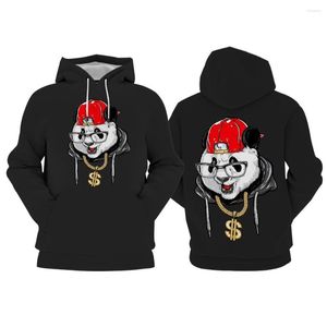 Felpe con cappuccio da uomo Panda grafica traspirante felpa con cappuccio fitness trendy graffiti streetwear manica lunga con cappuccio abbigliamento sportivo di grandi dimensioni