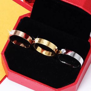 4mm 5mm 6mm Titanium Steel Silver Love Ring Men and Women Rose Gold Jewelry for Lovers Cairon Rings GiftQ4