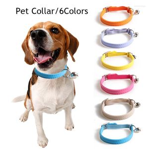 Collari per cani Collare per animali Tinta unita Cani Campana PU Accessori Confortevole Regolabile Bella Macaron Universale