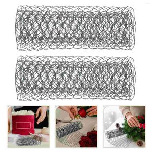 Decorative Flowers 2 Rolls Metal Fencing Flower Arrangement Chicken Wire Mesh Iron Netting Purse Seine 240X30cm Green Arranger