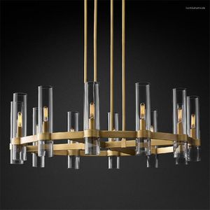Lustres Nordic Modern Glass Barril Ring Lights Sala de Estar Luxuoso Gold Dining Luminárias Penduradas Designer Deco Luminárias