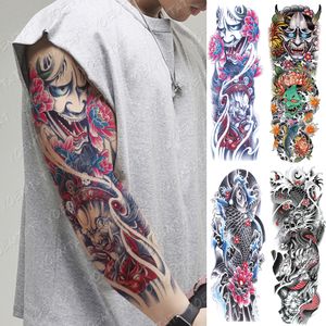 Große Armmanschette Tattoo Japanischer Prajna Karpfen Drache Wasserdicht Temporäre Tatto Aufkleber Gott Körperkunst Full Fake Tatoo Frauen Männer