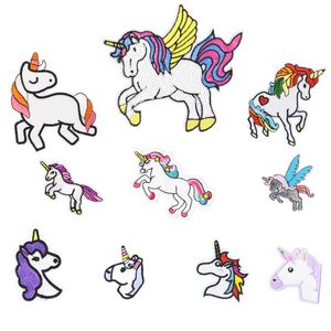 10 PCS Unicorn Patches for Clothing Bags Iron on Transfer Applique Patch for Dress Jeans DIY Sew on Embroidery Kids Fancy Stickers283O