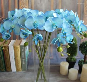 Decorative Flowers 78cm/30.71" Length Blue Phalaenopsis Silk Butterfly Orchid Flower For Christmas Home Ornament Party Decorations Supplies