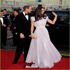 Elegant Light purple Arabic Long Evening Dresses With Floor Length Short Sleeve of Kate Middleton Prom Dresses Red Celebrity Dress252a