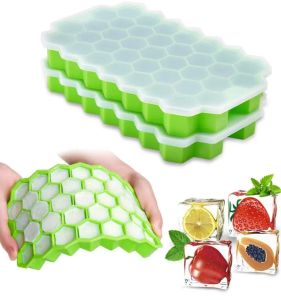 Honeycomb Ice Cube Trays with Removable Lids Silica Gel Ices Coolers Cubes Mold BPA Homemade Silicone Model DIY Iced