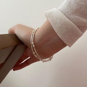 Strand Personality Advanced Coreano Elastic Double Layer Pearl Ins Niche Design Cool Wind Bracelet Mori Series Simple Jewelry