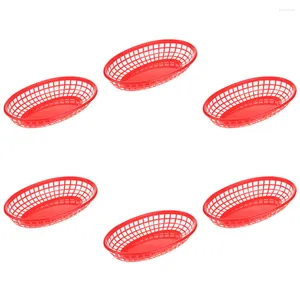 Dinnerware Sets 6 Pcs Snack Basket Fried Plates Oval Bread Baskets Veggie Dogs Trays Household Dried Fruit Desktop Storage Chicken