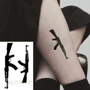 Wasserdichter temporärer Tattoo-Aufkleber, schwarzes Maschinengewehr, Flash-Tattoo, gefälschte Tattoos für Männer und Frauen