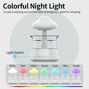 Rain Cloud Aromatherapy Essential Oil Zen Diffuser Raining Cloud Night Light Mushroom Lamp -Diffusersマイクロ加湿器