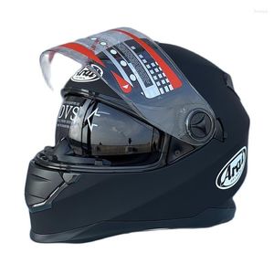 Motorcycle Helmets Matte Black Helmet With Inner Sun Visor Dual Double Lens Racing Motocross Full Face Breathable