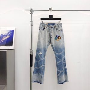 Vårens sommarmän jeans High Street Hip Hop tvättade gammalt vatten högkvalitativt vintage jeans