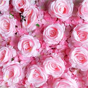 Dekorative Blumen SPR Rosa 10 Stück/Los Hochwertige 3D-Blumenwand-Hochzeitshintergrund Künstliche Rosen-Hortensien-Arrangements