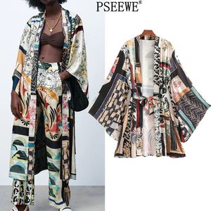 Women's Blouses Shirts Women's Kimono Patchwork Long Woman Kimono Summer Vintage Belt Japanese Style Beach Long Sleeve Casual Blouses 230721