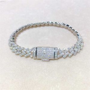 925 Sterling Silver Iced Out Jewelry 8mm Moissanite Cuban Bracelet VVS Moissanite Link Cuban Bracelet