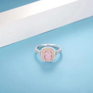 Cluster Ringe Zoca Luxus Echt 925 Massivsilber Ring Labor erstellt rosa Farbe Blumenschliff Diamant Schmuck Damen Geschenk Hochzeit