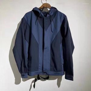 Men's Jackets Y3 Autumn Coat Trend Sports Leisure Easy Matching Hooded Splicing Vertical Grain Drawstring Loose Jacket