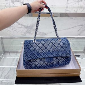 cc Channel Denim Blue Flap Bag Luxury Designer Women Shoulder Handbag Tote Shopping Crossbody Vintage Embroidery Print Three Fashion goes with everything