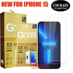 Protetor de tela de telefone de vidro temperado 2.5D para iPhone 15 14 13 12 11 PRO XS X XR MAX Samsung A14 A24 A34 A54 a13 a23 a53 a73 Vidro de 0,3 mm com saco de papel de varejo