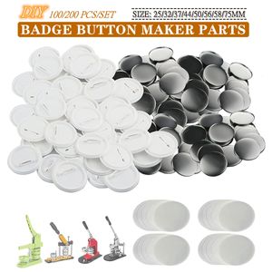 Zanaat Araçları Boş Rozet Pin Düğmesi Yapım Parçaları 25/32/37/44/50/56/58/58/58/75mm Düğme Makin Makinesi Makineleri Malzemeleri Diy rozetleri Set 100/200 PCS 230721