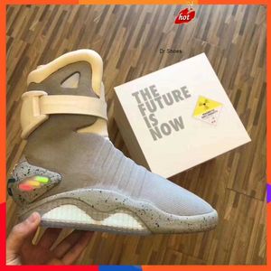 2023 NEUE HEISSE Limited Sale Automatic Laces Shoes Air Mag Sneakers Marty Mcfly's Air Mags Led Back To The Future Glow In The Dark Grey Mcflys Man Sports