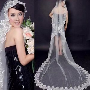 New One Layer Lace Wedding Veils Cathedral 3M Long Appliques Edge Bohemian Wedding accessories Without Comb Veu De Noiva Longo 202314V
