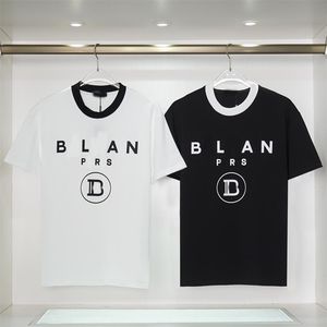 Primavera e verão BAL letra logotipo impresso camiseta de gola redonda masculina e feminina de algodão manga curta pulôver solto S-XXL88