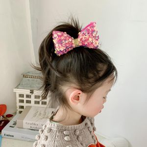 ヘアアクセサリーかわいい光沢のある子供用弓ヘアピンバースデープリンセストップクリップ気質高級女の子ヘッドドレス