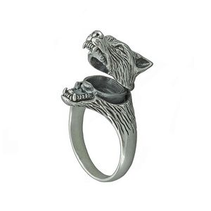 Vintage Silver Plated Wolf Head Rings For Men Compartment Locket Coffin Ring Punk Fashion Viking Guard Animal Jewelry Party Gift