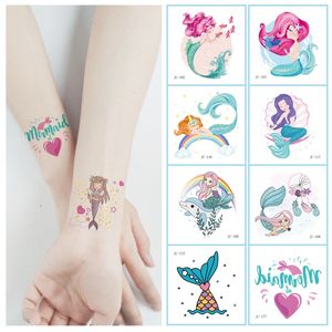 22 teile/satz Keine Wiederholte Verträumte Meerjungfrau Temporäre Tattoos Aufkleber Für Kinder Wasserdichte Einweg Niedlichen Cartoon tatouage temporaire