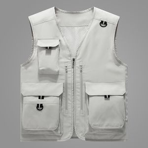 Men's Vests Fashion Multi Pockets Vest Jacket Men Outdoor Fishing Sports Vests Waistcoat Mens Summer Cargo Sleeveless Jacket Vest Outerwear 230721