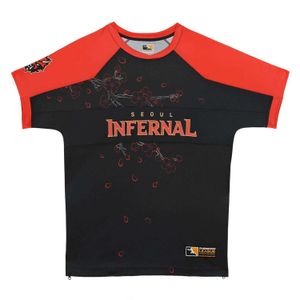 Mäns T-shirts Seoul Infernal Black 2023 E-Sports Team Kort ärm T-shirt. Anpassa namn