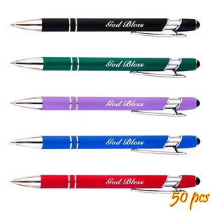 Ballpoint Pens 50pcs Metal Ballpoint Pen Touch Screen Pen Office School Advertising Pen Custom Text Engraving Laser Engraving Custom Pen 230721