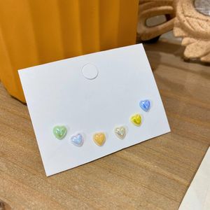 Stud Küpe 6 PCS Moda Küçük Taze Farklı Renkler Kalp Seti Kadın Mücevher Hediyeleri