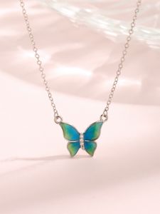2023 Fashion Art New S925 Sterling Silver Drop Glue quird Zircon Butterfly Necklace reponsile and Toxury for Women