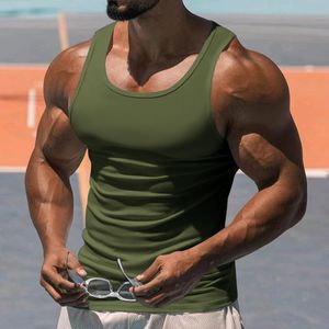 Regatas masculinas verão casual muscle top roupa íntima de algodão sem mangas sólido respirável gola redonda colete fitness ao ar livre 230721