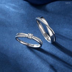 Anéis de casamento Promise Mobius para casais amantes simples cruz de amor sem fim brilhante zircão ajustável anel de dedo joias da moda