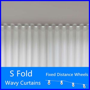 Tende trasparenti S Fold Tende ondulate Super Soft Snow Pure White Window Tulle Wave Tende per soggiorno Grande chiffon Sheer Voile Camera da letto 230721