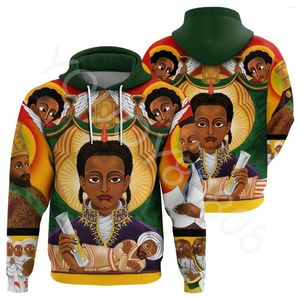 Erkek Hoodies Afrika Bölgesi Etiyopya Ortodoks Zip Hoodie - King Style Fall Mens Giyim Sweatshirt 3d Baskılı Günlük Spor Top